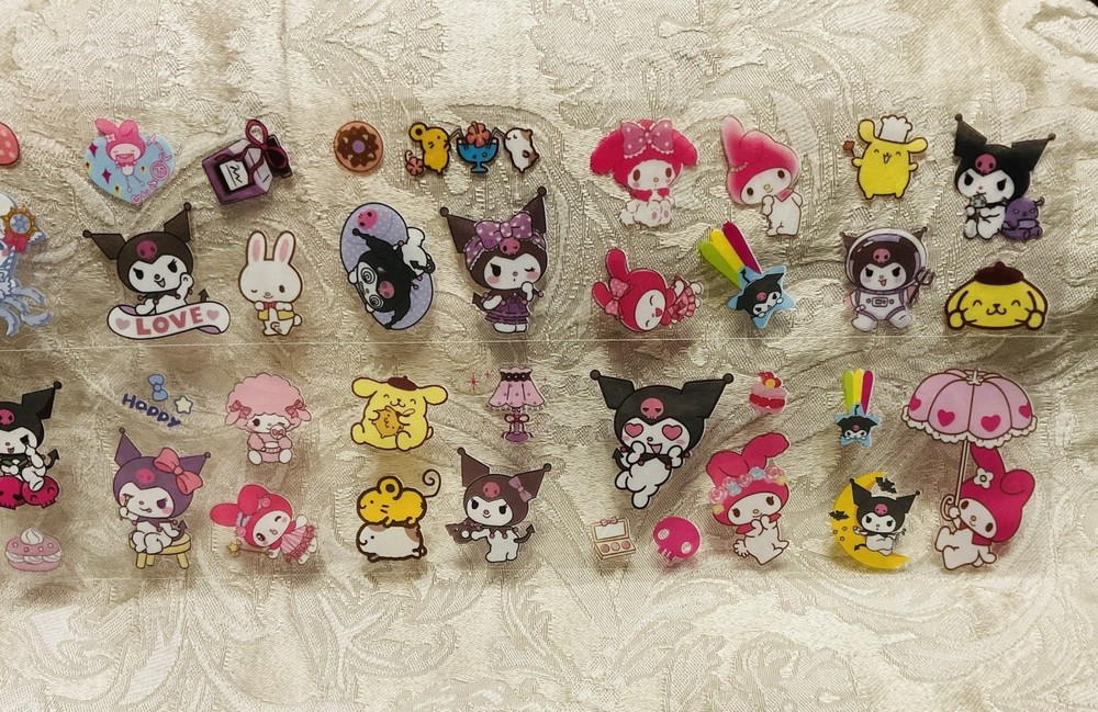 Retro Vintage Kuromi Hello Kitty Melody Stickers Sheet Set (100 Stickers)