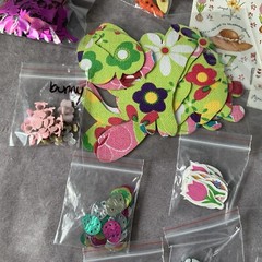 Scrapbook Embellishments SPRING EASTER Stickers Ribbon Eyelets Scraps USED