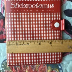 Vintage Stickopotamus Sticker Red Binder With Album Pages Zip Pouch & 19 Sheets
