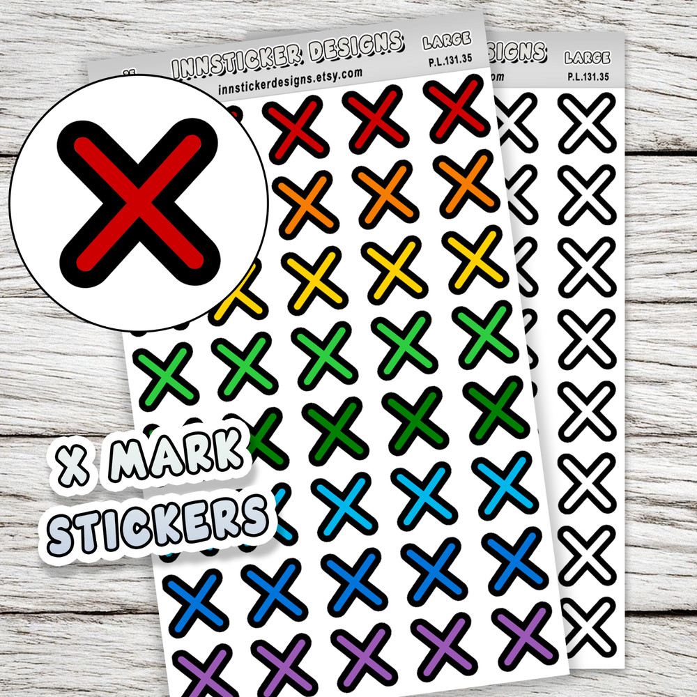X Mark Stickers, Mini Icon Reminder Planner stickers, Journals, Scrapbooks