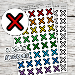 X Mark Stickers, Mini Icon Reminder Planner stickers, Journals, Scrapbooks