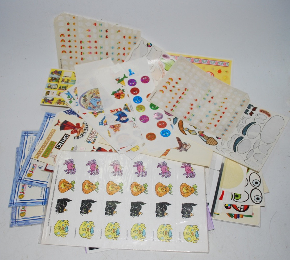 Vintage 90s Sticker Partials & Cut‑Up Singles – Mixed Brands/Years – As‑Is Lot