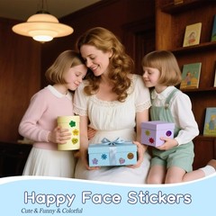 1000 Pcs Smiley Face Star Stickers for Kids Reward, 1 inch Holographic Smiley Fa