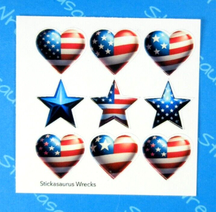 Patriotic Flag Hearts & Stars Mini Sticker Sheet