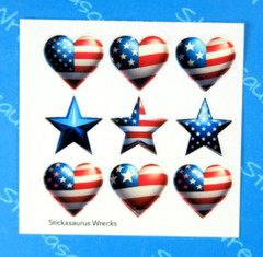 Patriotic Flag Hearts & Stars Mini Sticker Sheet