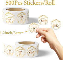 500Pcs Mi Bautizo Decor-Mi Bautizo Stickers Roll Thank You Label Stickers