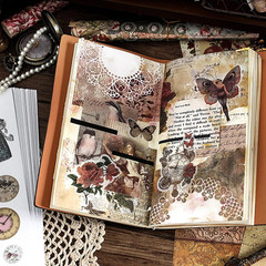 Vintage Aesthetic Washi Stickers and Papers for Scrapbooking, 40 Sheets Ephemera
