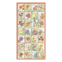 FLOWER STAMP STICKERS Craft Scrapbook Sticker Sheet Kawaii Colorful Floral NEW