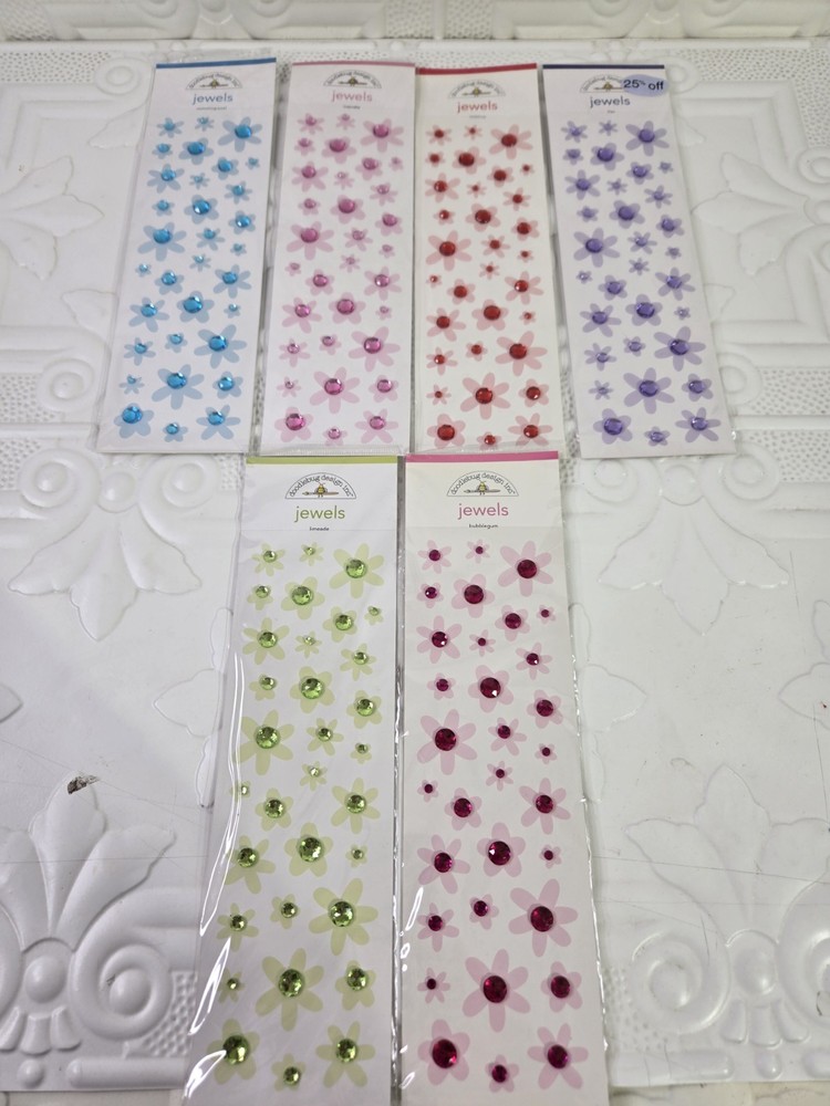 Lot Of 6 Crafts Doodlebug Mini Jewels Repeats Assorted Sizes Gems Bling Lily New