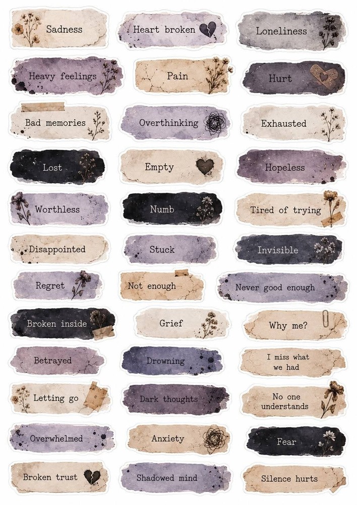 Words embellishments Junk Journal Scrapbooking Ephemera