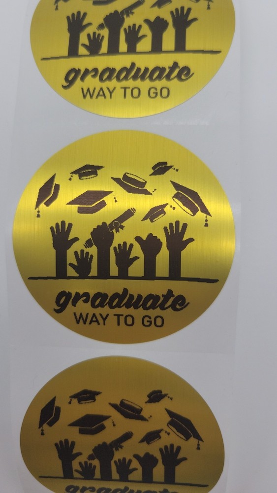 Graduate Way To Go Gold Metallic Sticker Envelope Seals, Goodie Bags, Cards