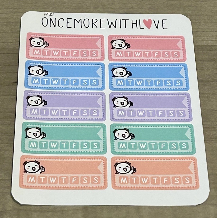 Once More With Love ❤️ Days Of The Week Rainbow 🌈 Sticker Sheet OMWL Stickers