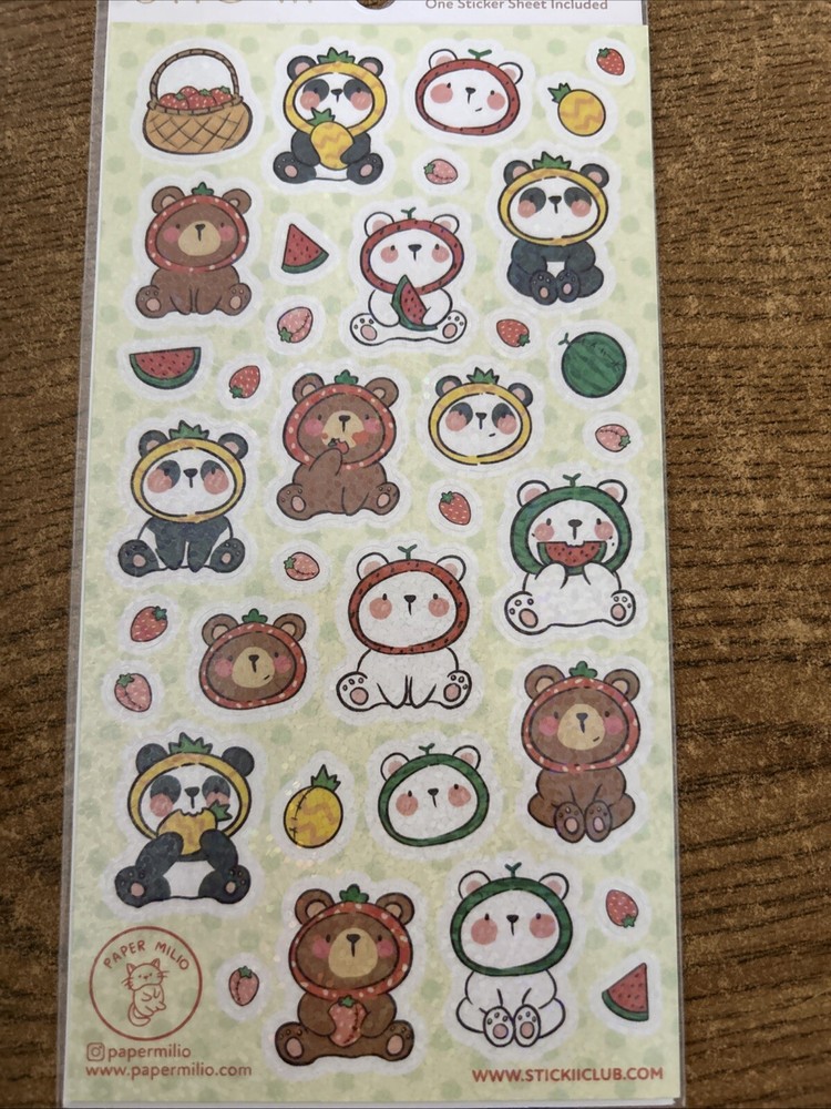 Stickii Club Fruit Bears Stickers Sheet By Paper Milio
