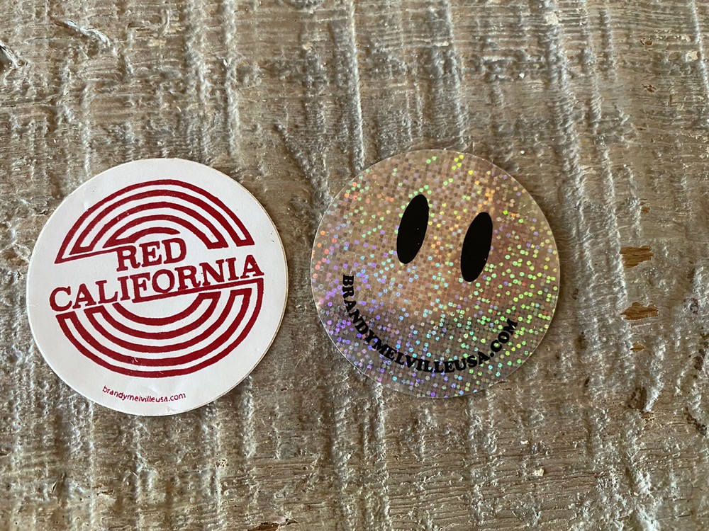 HOLOGRAM Silver Smiley Face Brandy Melville Stickers RED CALIFORNIA COLLECTOR