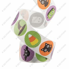 500pcs 1.5in 8 Designs Halloween Sticker Round Shaped Chrome Paper for Halloween