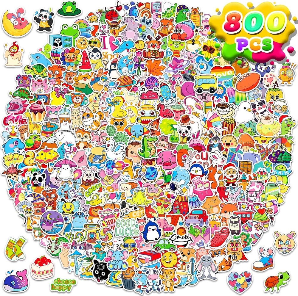 800Pcs Stickers for Kids Water Bottle Vinyl Waterproof Scrapbook Cute Bulk
