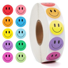 2000PCS Happy Face Stickers, 1 Inch, 10 Colors, Stickers for Kids Reward, Water