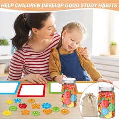 249 PCS Reward Jar Kids Classroom Coin Behavioral Tool Wood Slice Tag