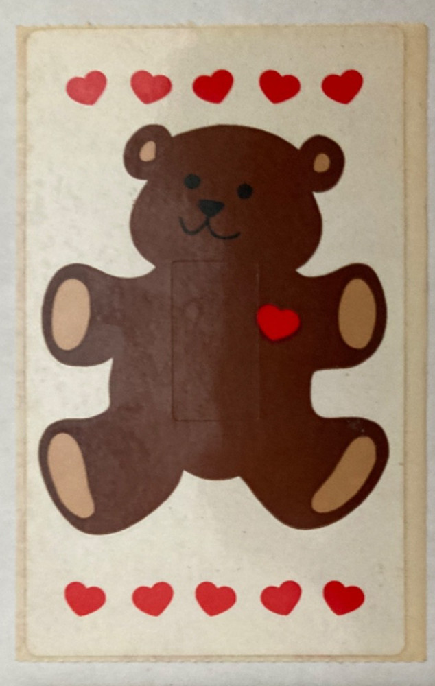 Vintage Sandylion Sticker – Teddy Bear & Hearts – Lightswitch Cover