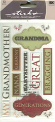 Grandma Grandmother Nana Granny Family Generations Great Sticko Epoxy Stickers