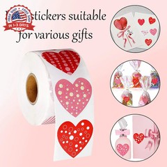 500 Pcs Funky Heart roll Stickers, Valentine’s Day Heart Stickers, Valentine’s L