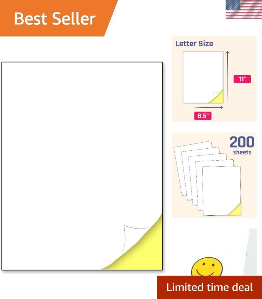 High-Quality 200 Sheets Printable Self-Adhesive Sticker Paper – Matte Finish