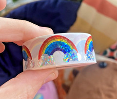 Sparkle Rainbow Sticker Roll: Roll Of 500 1 Inch Sparkly Rainbow Stickers