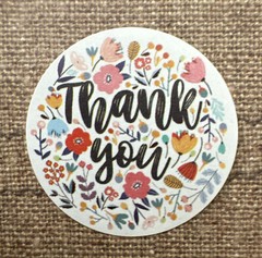 30 THANK YOU Round Stickers Flowers Multi-Color Gift Stickers 1”