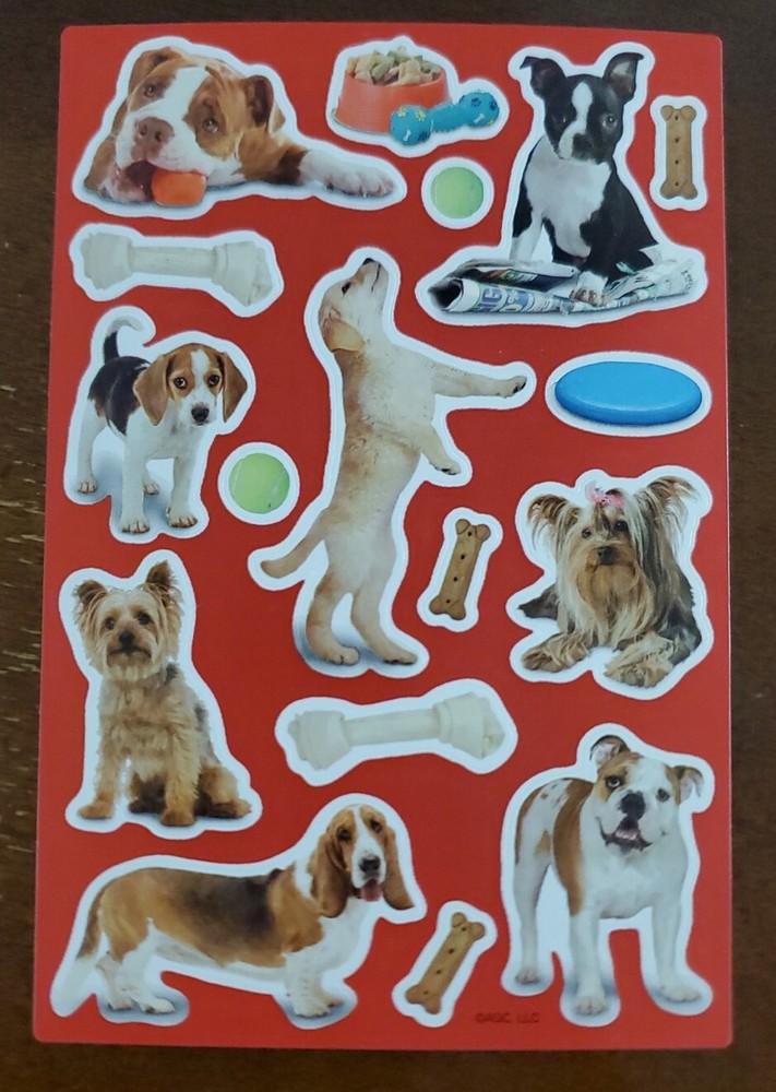 American Greetings Kitten Puppy Dog themed sticker sheet, puppies and dog bones
