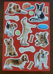 American Greetings Kitten Puppy Dog themed sticker sheet, puppies and dog bones