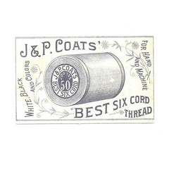 Vintage J&P Coats Spool Cotton Sewing Thread Six Cord Paper Sticker Decal