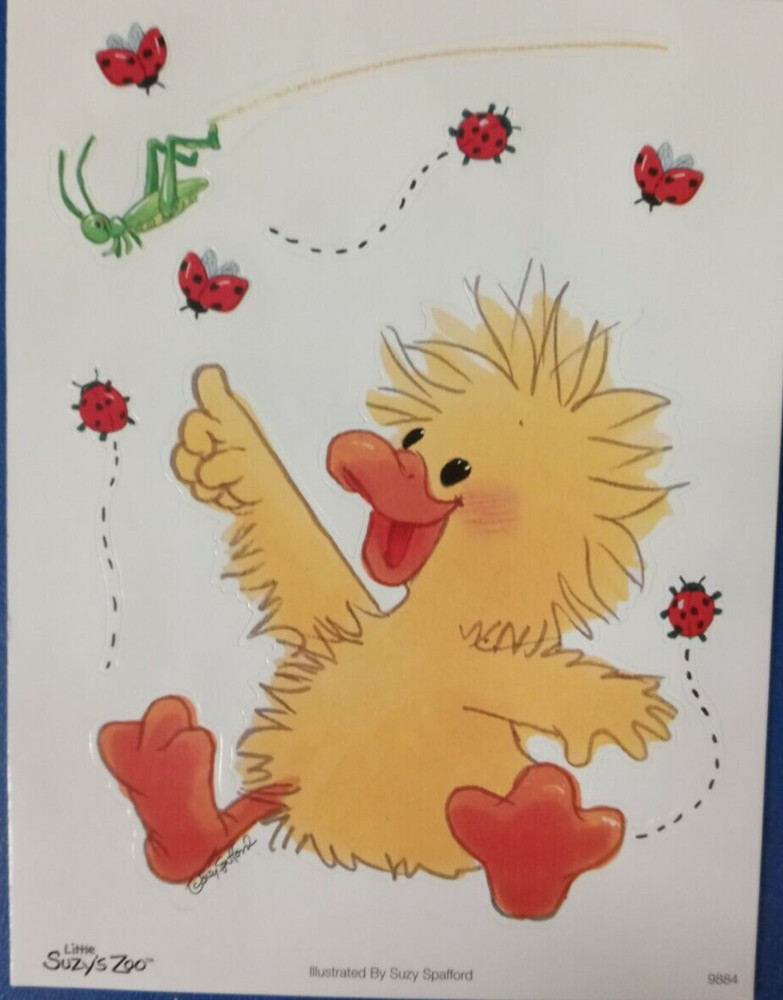 SUZY’S ZOO «WITZY DUCK W/LADY BUGS & GRASSHOPPER» STICKER SHEET #9884