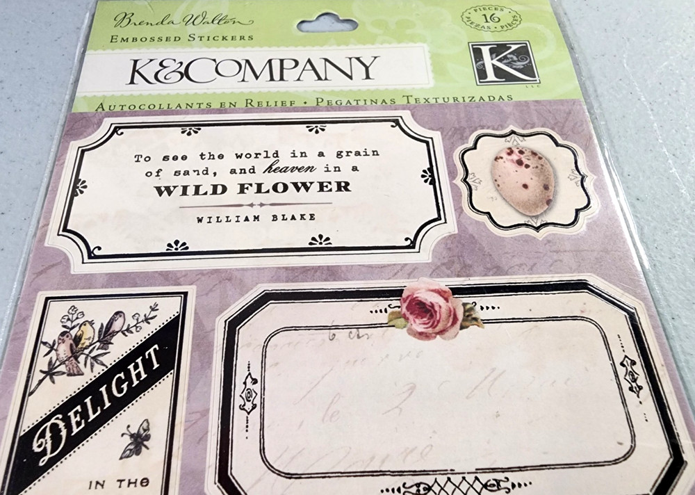 K&Company Brenda Walton Flora Fauna Embossed Stickers Labels 2011 NOS Scrapbook