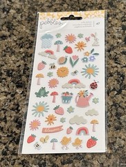 Pebbles SUNNY BLOOMS Puffy Stickers 47 Pieces Spring Summer Flowers Garden