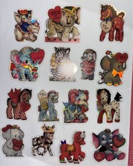 Set Of 15 VINTAGE STYLE Valentine’s Stickers Elephant Pony