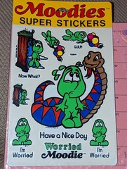 Vintage MOODIES SUPER STICKERS Worried Large Sheet Decal Specialties