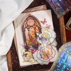 Holographic Transparent Glitter Stickers,40 Pieces Window Frame Scrapbook Junk J