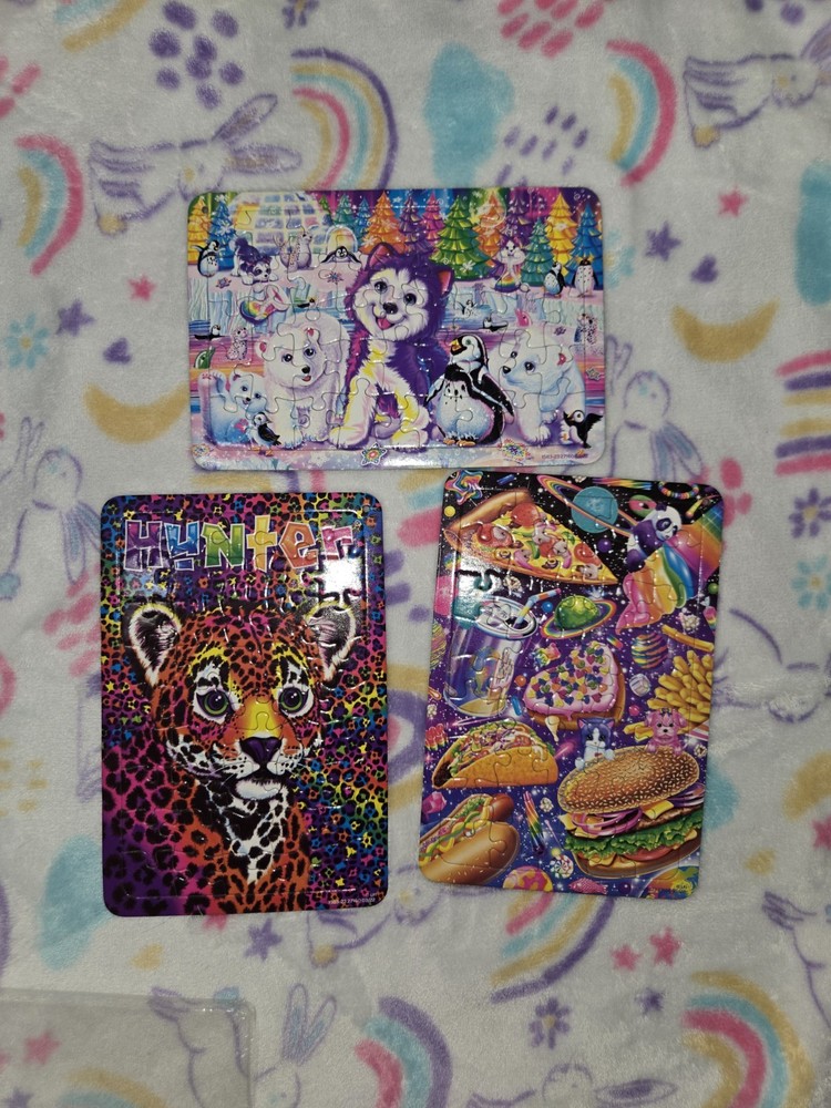Lisa Frank Lot Vintage 3 Puzzles 1 Unopened Crayon Set Nostalgic 90s Y2K Girly