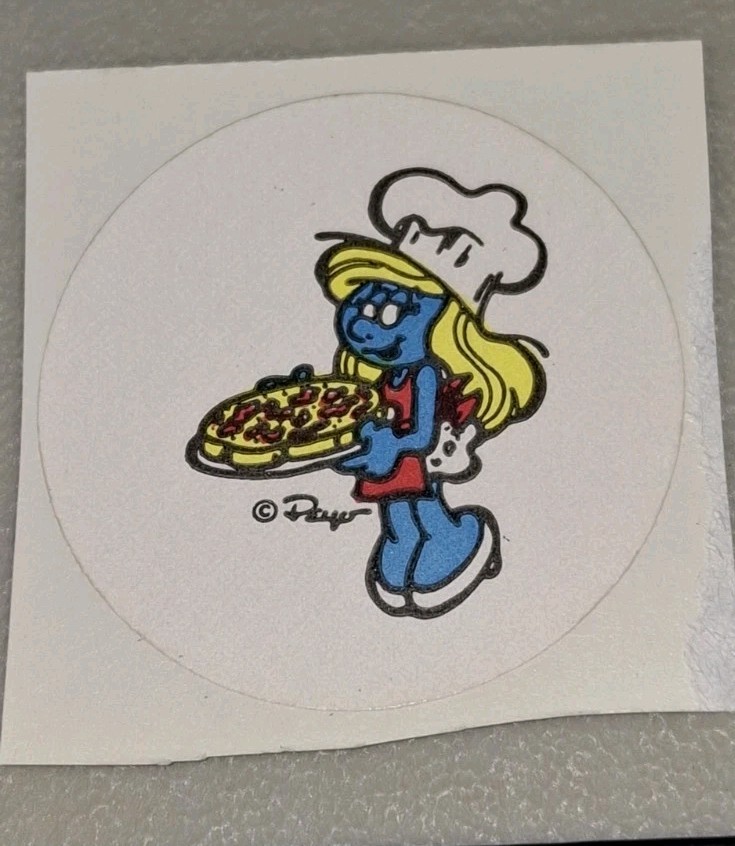 vintage Stickers Scratch N Sniff Smurfet SMURF PIZZA, Single,peyo RARE