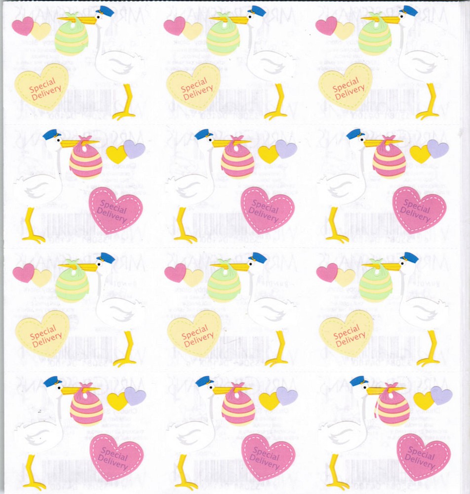 Mrs. Grossman’s STORK Baby Special Delivery Scrapbook Stickers 3 Strips