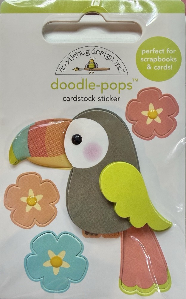 Doodlebug Stickers Doodle-Pop 3D Toucan Tango Bird flowers Rainbow Beak