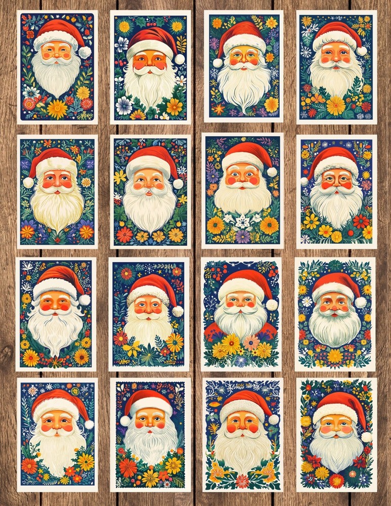 Bright Santa Head Die Cut Vinyl Stickers Set Scrapbooking Laptop Waterbottle