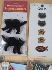 Cat Themed Crafting Lot; Paper & Stickers Scrapbooking Card Making