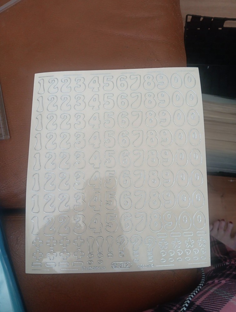 BIG STICKER FOR SCRAPBOOKING NEW 23X20 CM NUMBERS TRANSPARENT SILVER. 2 CM