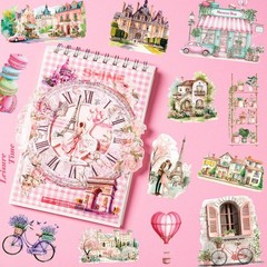 Paris Journaling Sticker Set, 18 Sheets PET Junk Journal Stickers, Pink French T