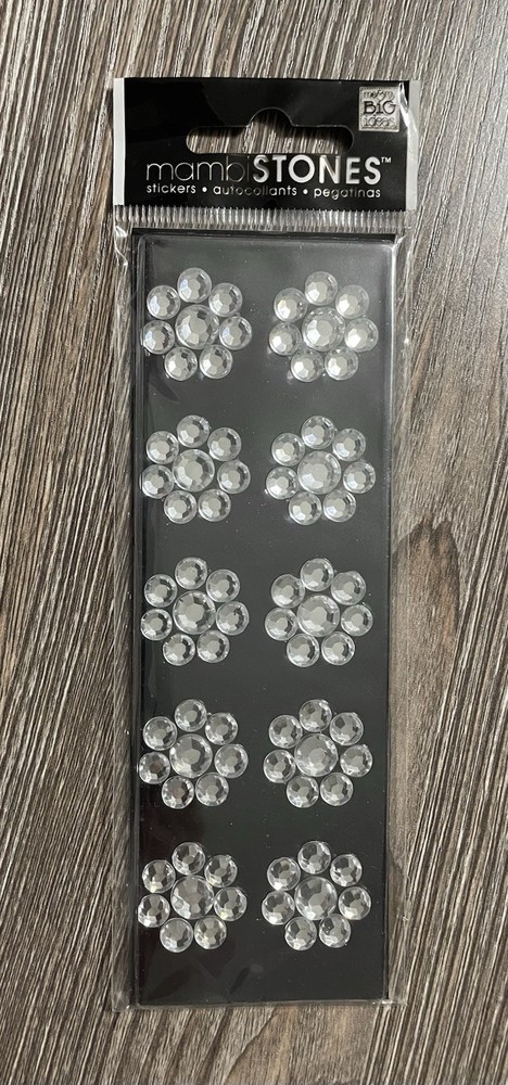 me&my BIG ideas mambiSTONES Rhinestone Stickers – White Clear Silver Flowers