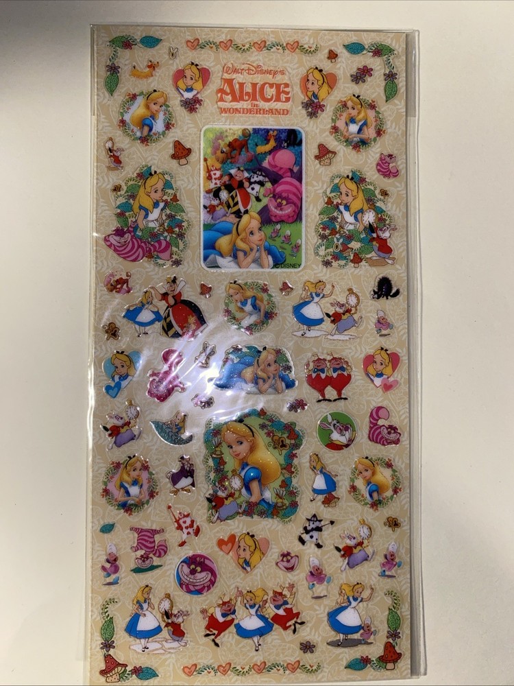 Vintage ALICE IN WONDERLAND Sticker Sheet RARE
