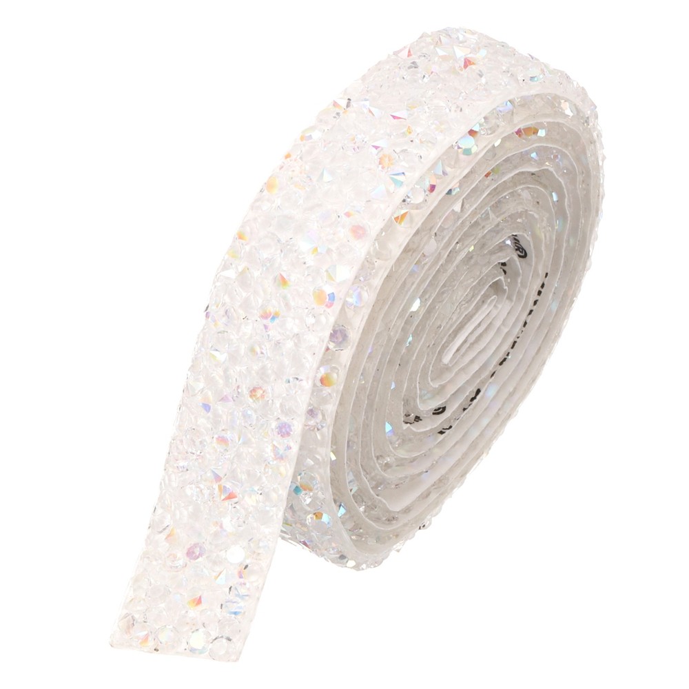 3/5 Inch x 1 Yard Crystal Rhinestone Sticker Ribbon White