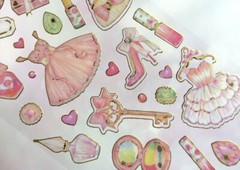 Gold Cottagecore Makeup Dresses Girly Pink Sticker Sheet Junk Journal