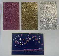 Vintage 80s Stickers Shimmer Glitter Nail Stickers Includes Pink, Gold, Silver
